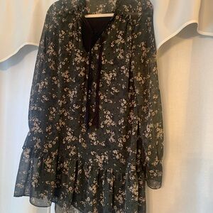 Zara dark green stylish sheer dress